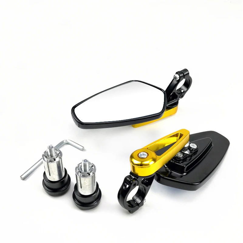 1 Pair 7/8" 22mm Motorcycle Aluminum Bar End Side Rearview Mirror Universal Motorbike Bike Handlebar Rear View Mirrors - Slobuy