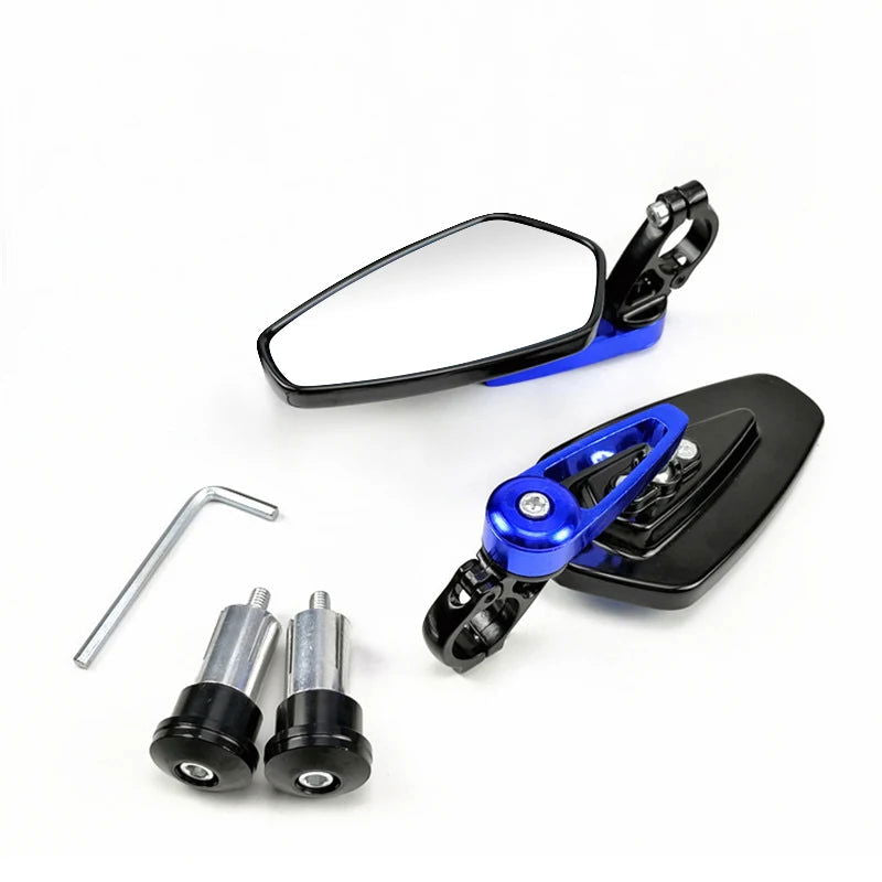 1 Pair 7/8" 22mm Motorcycle Aluminum Bar End Side Rearview Mirror Universal Motorbike Bike Handlebar Rear View Mirrors - Slobuy