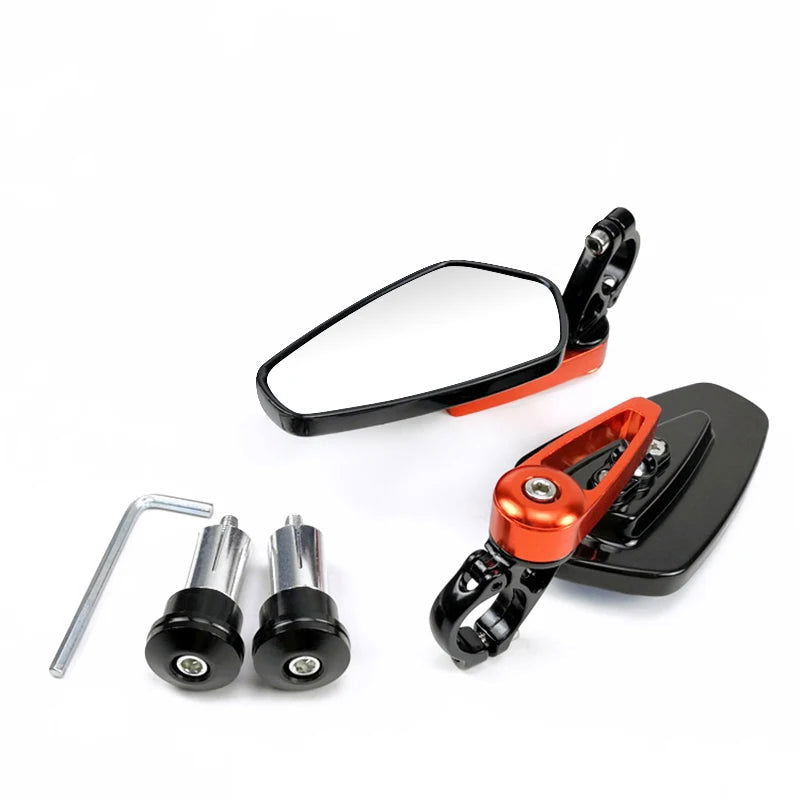 1 Pair 7/8" 22mm Motorcycle Aluminum Bar End Side Rearview Mirror Universal Motorbike Bike Handlebar Rear View Mirrors - Slobuy