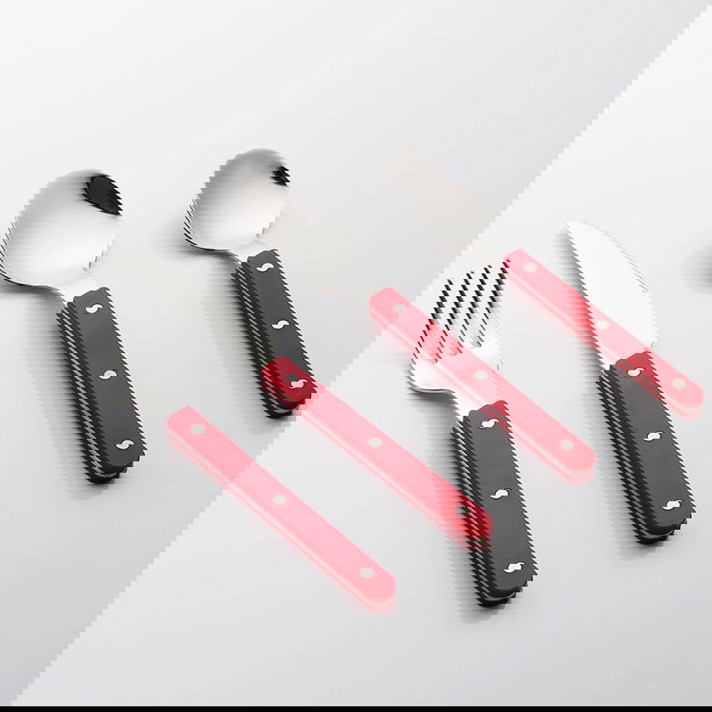 New Design Dinnerware 4 In 1 Set Stainless Steel 18/8(304) ABS Handle With Rivets Top Mirror Polishing Cutlery Sets For Kitchen - Slobuy