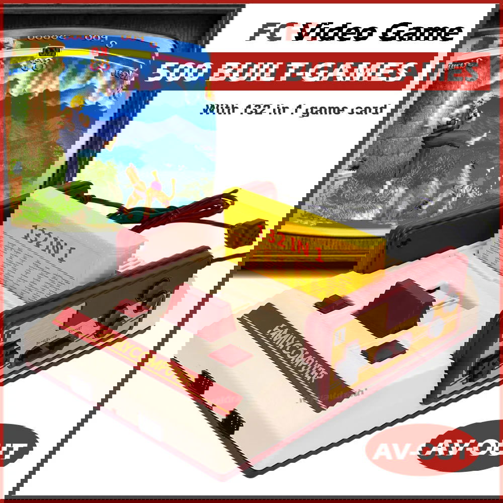 8 Bit Video Game Console Built in 500 Classic Games Family Computer TV Game Consola Support Game Cartridge For FC Retro Gaming - Slobuy