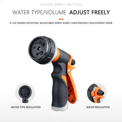 8 Pattern Garden Water Gun Hose Nozzle Mutifunctional Household Car Washing Yard Water Sprayer Pipe Tube Nozzle Sprinkle Tools - Slobuy