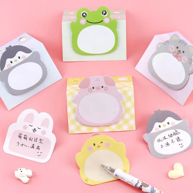 8 Piece Adhesive Kawaii Cartoon Animals Sticky Notes Notepad Memo Pad Stationery Sticker - Slobuy