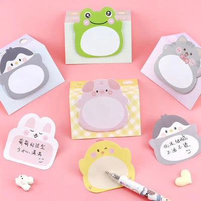8 Piece Adhesive Kawaii Cartoon Animals Sticky Notes Notepad Memo Pad Stationery Sticker - Slobuy