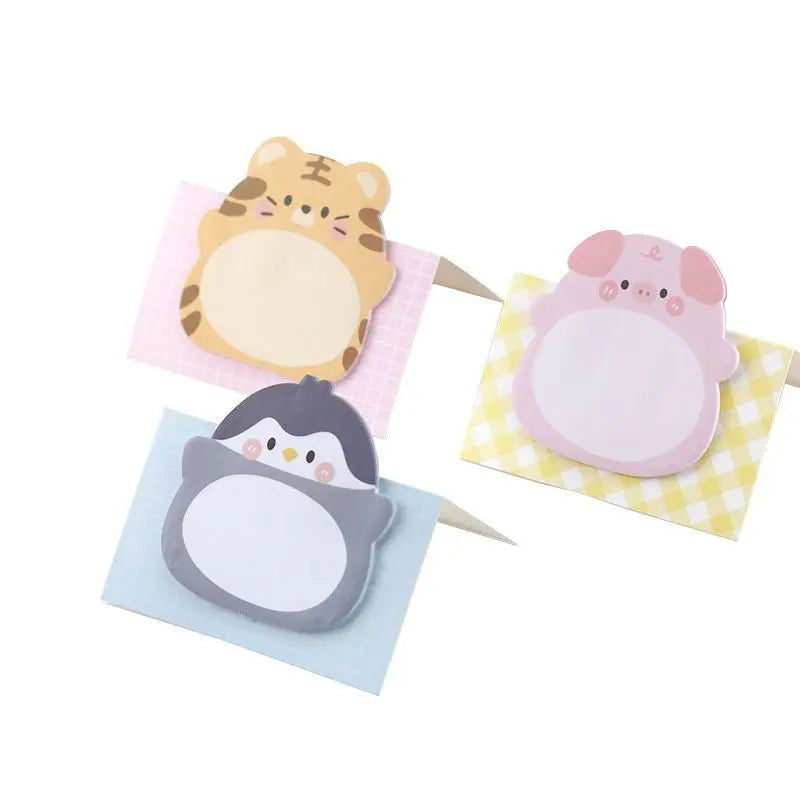8 Piece Adhesive Kawaii Cartoon Animals Sticky Notes Notepad Memo Pad Stationery Sticker - Slobuy