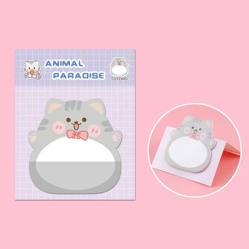8 Piece Adhesive Kawaii Cartoon Animals Sticky Notes Notepad Memo Pad Stationery Sticker - Slobuy