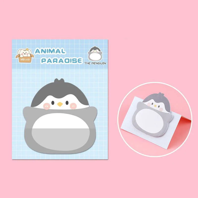 8 Piece Adhesive Kawaii Cartoon Animals Sticky Notes Notepad Memo Pad Stationery Sticker - Slobuy