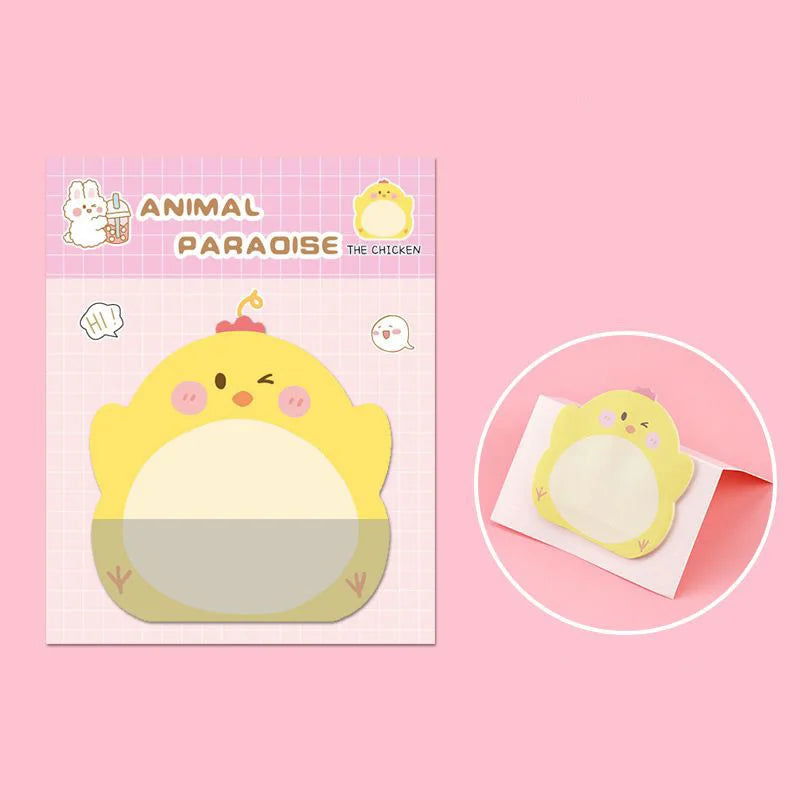 8 Piece Adhesive Kawaii Cartoon Animals Sticky Notes Notepad Memo Pad Stationery Sticker - Slobuy