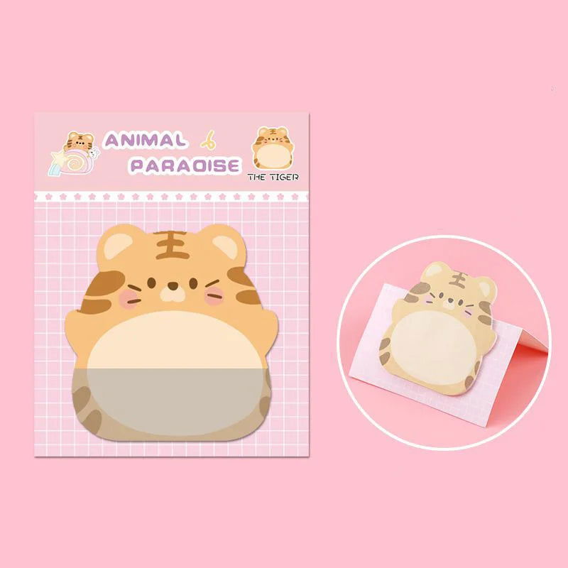 8 Piece Adhesive Kawaii Cartoon Animals Sticky Notes Notepad Memo Pad Stationery Sticker - Slobuy