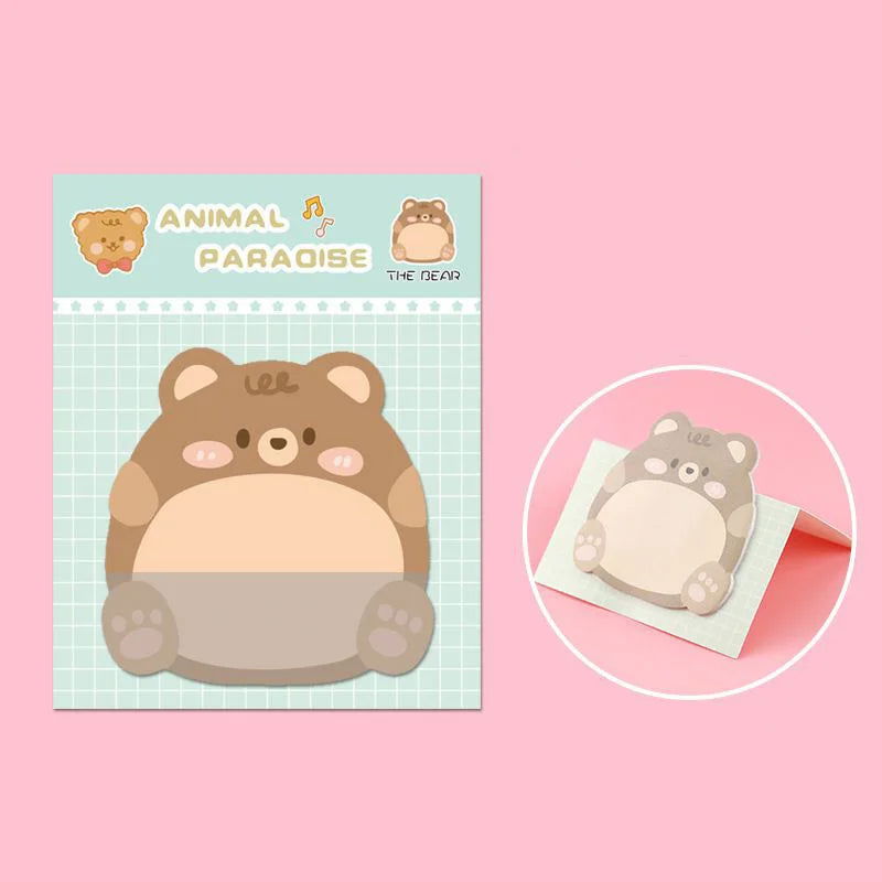 8 Piece Adhesive Kawaii Cartoon Animals Sticky Notes Notepad Memo Pad Stationery Sticker - Slobuy