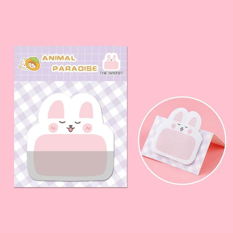 8 Piece Adhesive Kawaii Cartoon Animals Sticky Notes Notepad Memo Pad Stationery Sticker - Slobuy