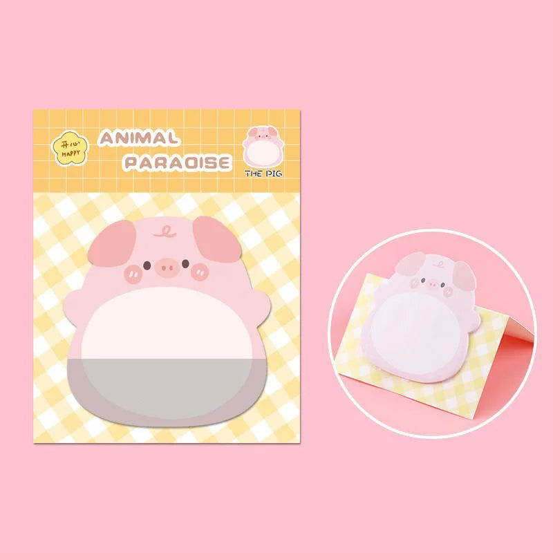 8 Piece Adhesive Kawaii Cartoon Animals Sticky Notes Notepad Memo Pad Stationery Sticker - Slobuy