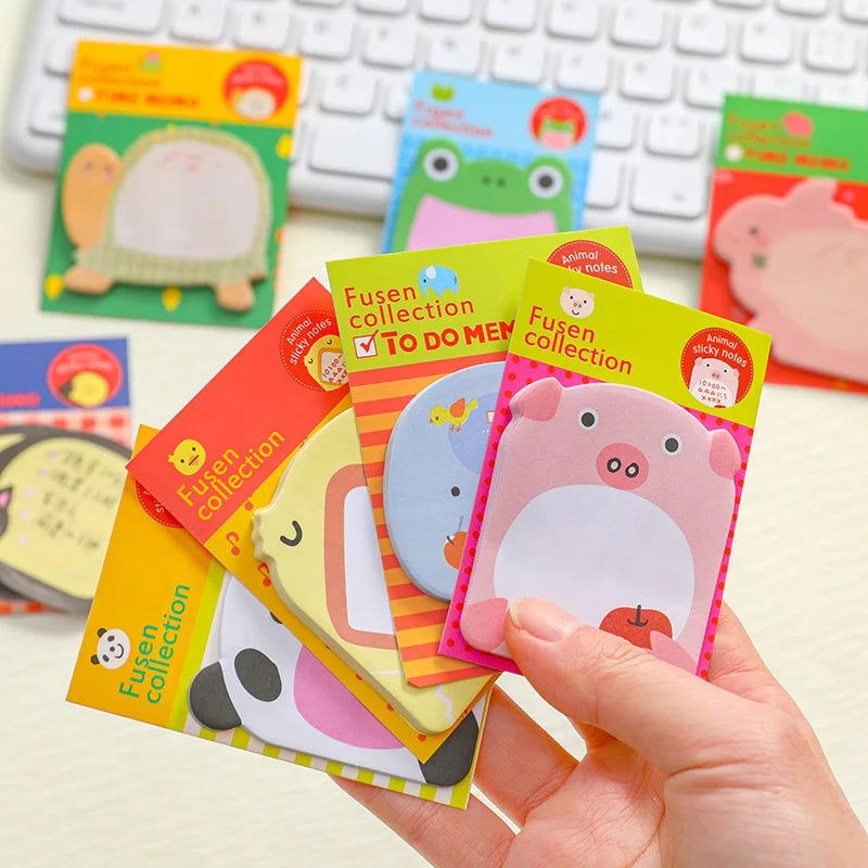 8 Piece Sticker Cute Animal Sticky Notes Notepad Memo Pads Panda Cat Kitty Stationery - Slobuy