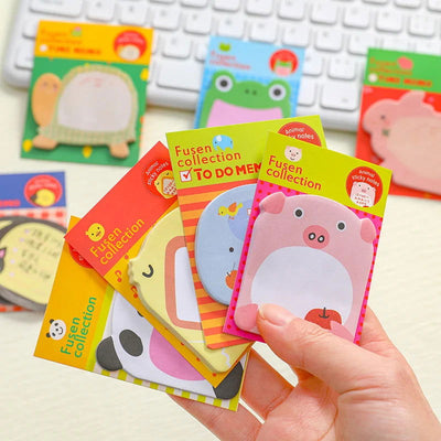 8 Piece Sticker Cute Animal Sticky Notes Notepad Memo Pads Panda Cat Kitty Stationery - Slobuy