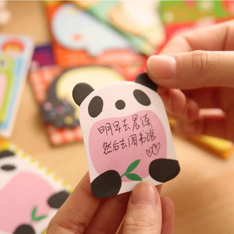 8 Piece Sticker Cute Animal Sticky Notes Notepad Memo Pads Panda Cat Kitty Stationery - Slobuy