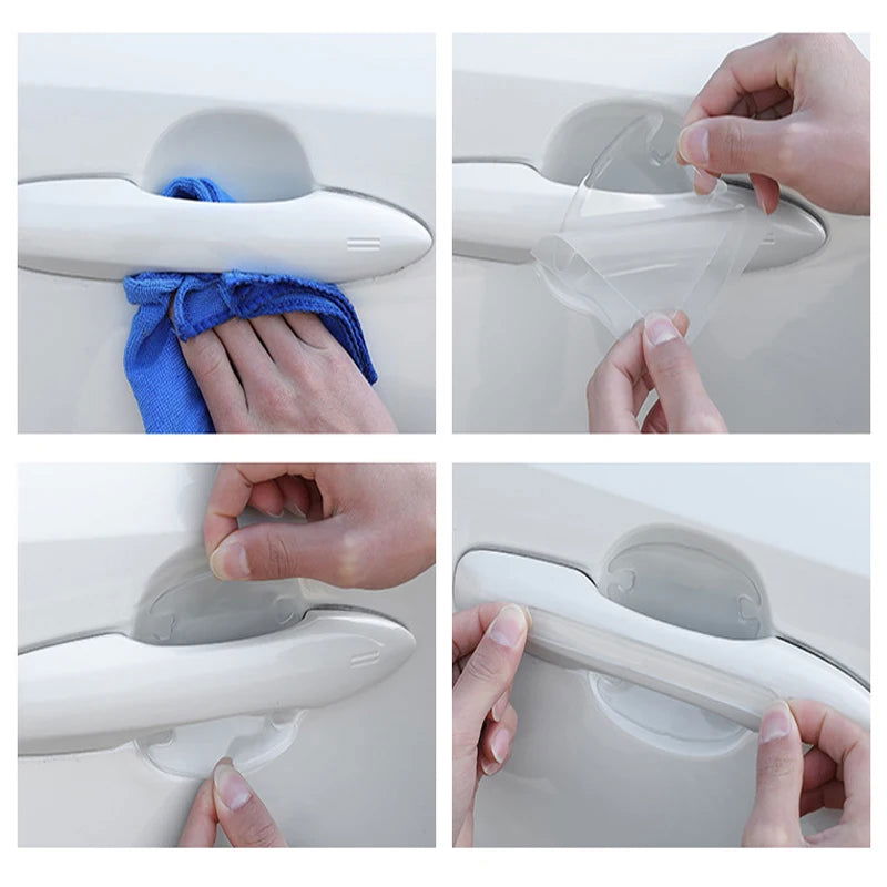8pc Car Door Handle Bowl Scratch Protective Stickers Universal Invisible Cars Sticker Car Handle Anti-collision Protection Strip - Slobuy