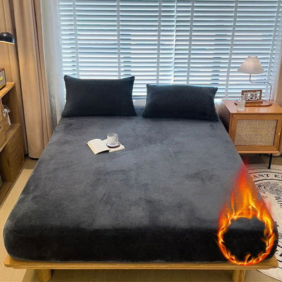 90-220cm Soft Warm Plush Fitted Sheet Elastic Mattress Cover Fluffy Coral Fleece Bed Winter Couple Luxury Double Bed Bedding - Slobuy