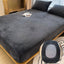 90-220cm Soft Warm Plush Fitted Sheet Elastic Mattress Cover Fluffy Coral Fleece Bed Winter Couple Luxury Double Bed Bedding - Slobuy