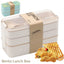 900ml Bento Box for Kids 3 Stackable Lunch Box Leak-proof Portable Lunch Food Container Wheat Straw Food Storage Box Dishwasher - Slobuy