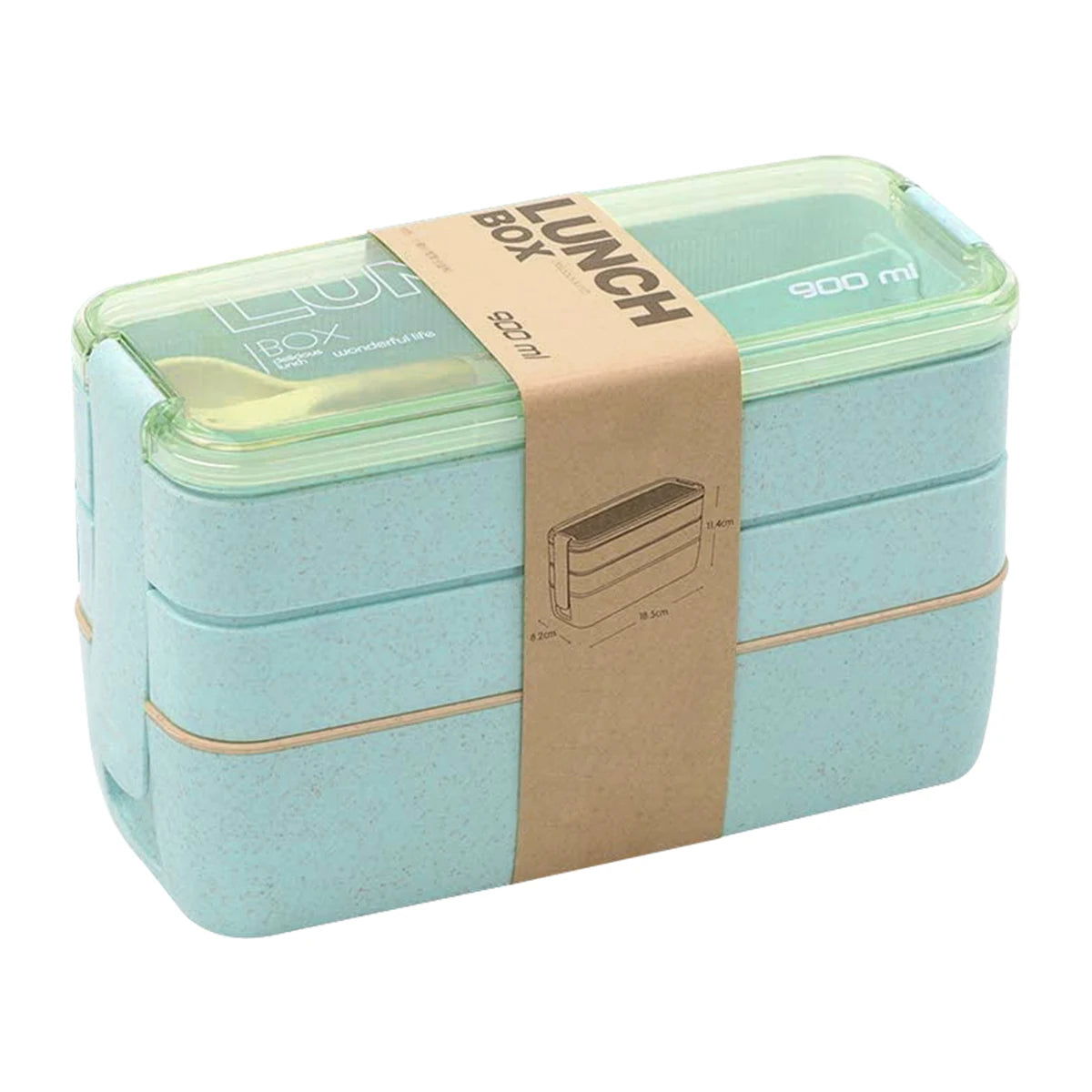 900ml Bento Box for Kids 3 Stackable Lunch Box Leak-proof Portable Lunch Food Container Wheat Straw Food Storage Box Dishwasher - Slobuy