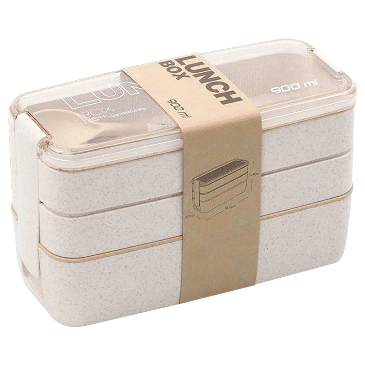 900ml Bento Box for Kids 3 Stackable Lunch Box Leak-proof Portable Lunch Food Container Wheat Straw Food Storage Box Dishwasher - Slobuy