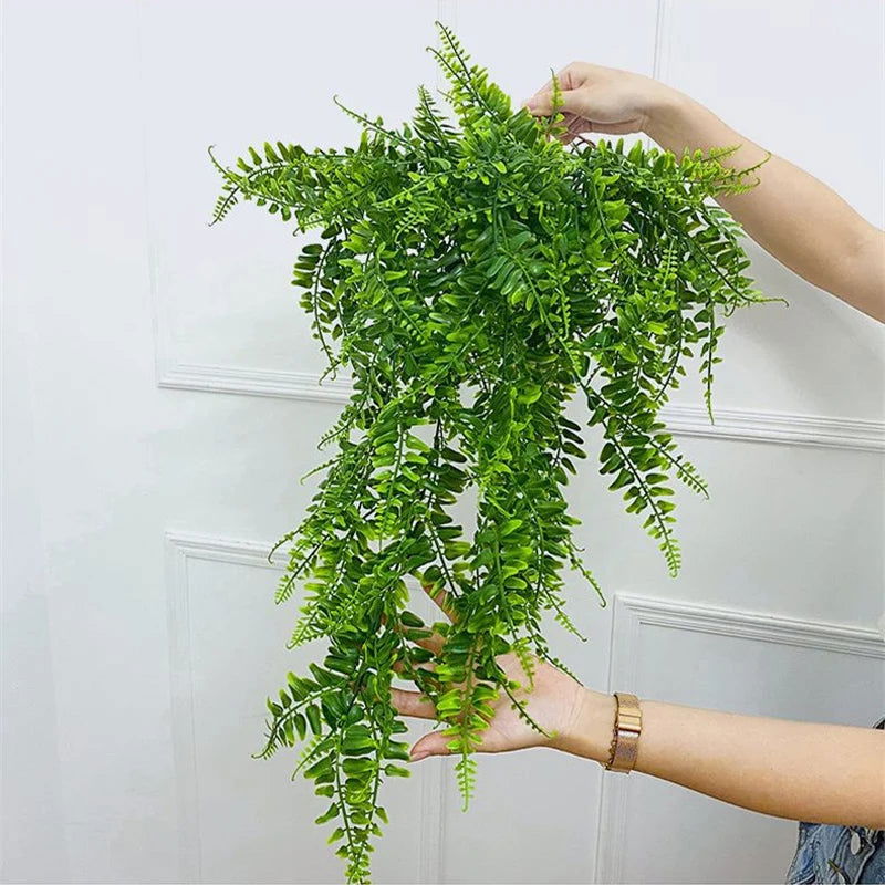 90cm Persian fern Leaves Vines Home Room Decor Hanging Artificial Plant Plastic Leaf Grass Wedding Party Wall Balcony Decoration - Slobuy
