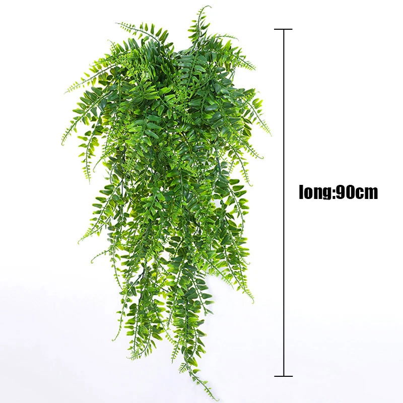 90cm Persian fern Leaves Vines Home Room Decor Hanging Artificial Plant Plastic Leaf Grass Wedding Party Wall Balcony Decoration - Slobuy