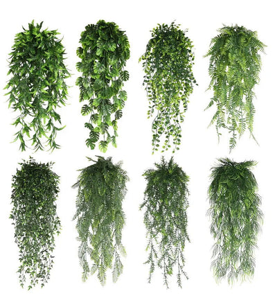 90cm Persian fern Leaves Vines Home Room Decor Hanging Artificial Plant Plastic Leaf Grass Wedding Party Wall Balcony Decoration - Slobuy