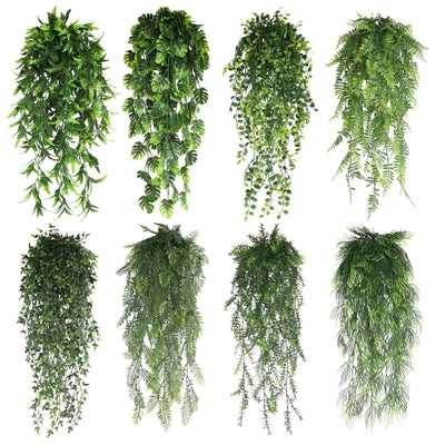 90cm Persian fern Leaves Vines Home Room Decor Hanging Artificial Plant Plastic Leaf Grass Wedding Party Wall Balcony Decoration - Slobuy