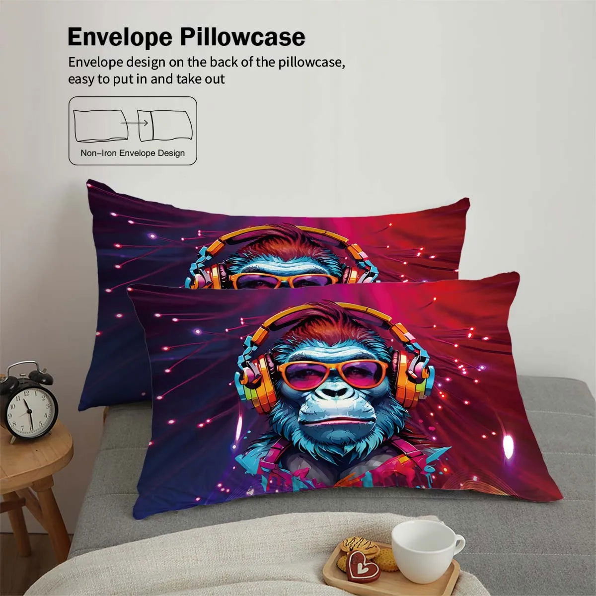 90gsm matte polyester bedding 3-piece set, skin friendly, warm, comfortable, 1 duvet cover+2 pillowcases, creative digital print - Slobuy