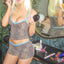 90s Rave Leopard Print 2 Piece Set Lace Trim Spaghetti Strap Camis + Shorts Y2K Vintage Crop Tops Sexy Club Party Matching Suit - Slobuy