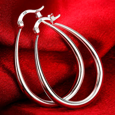 925 Sterling Silver 41MM Smooth Circle Big Hoop Earrings For Women Fashion Party Wedding Accessories Jewelry Christmas Gifts - Slobuy