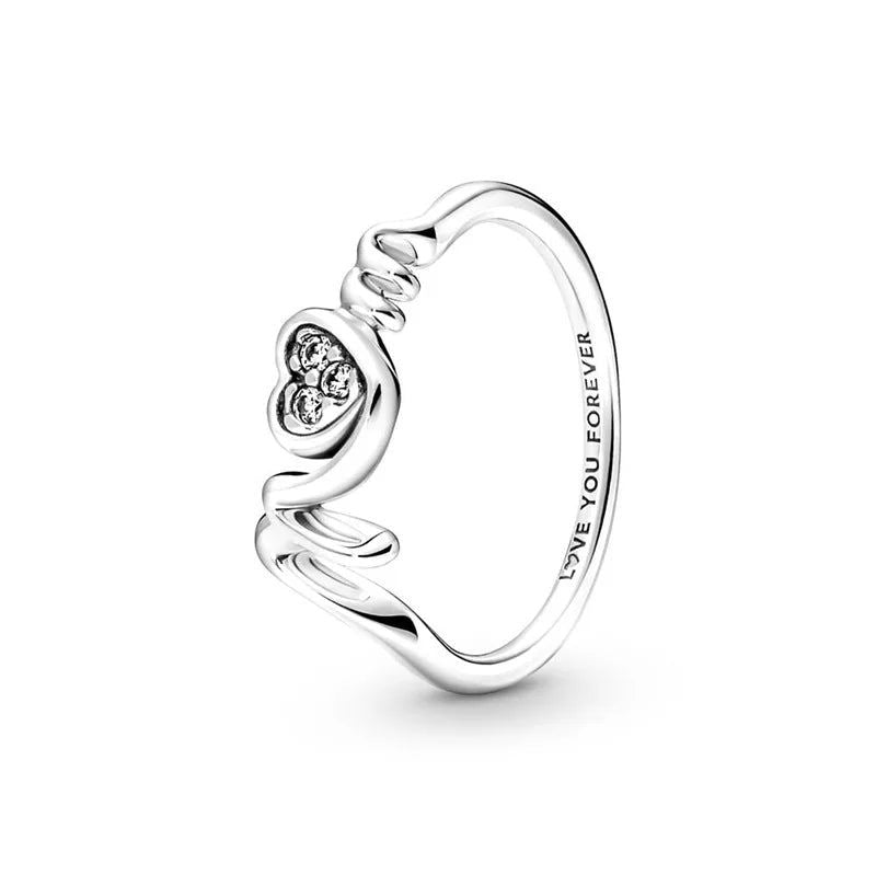 925 Sterling Silver Plated Sun Moon Sunflower Heart Rings For Women Original Flower Wedding Crystal Luxury Jewelry Accessories - Slobuy