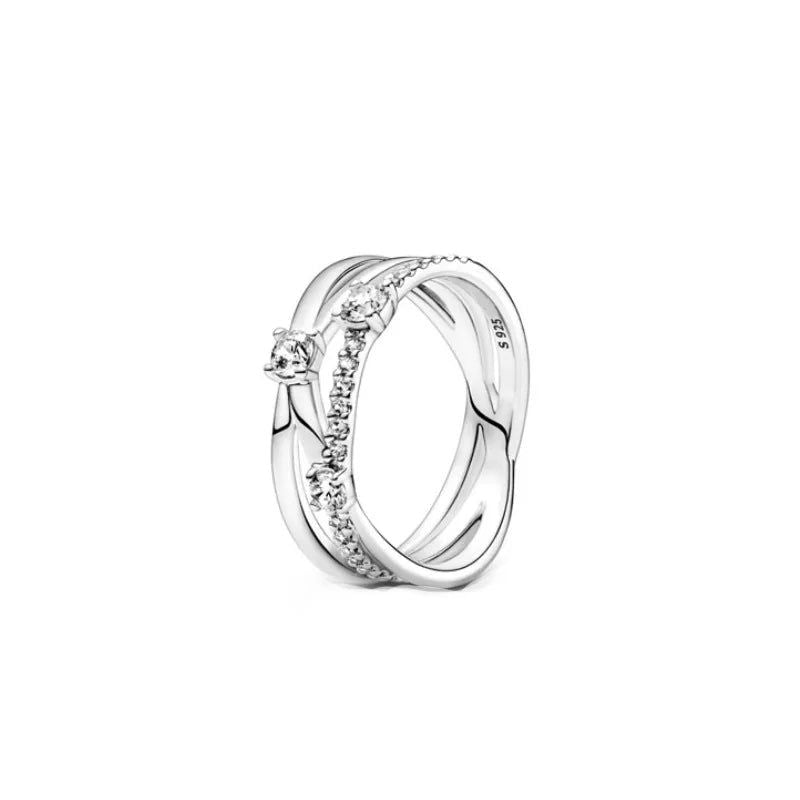 925 Sterling Silver Plated Sun Moon Sunflower Heart Rings For Women Original Flower Wedding Crystal Luxury Jewelry Accessories - Slobuy