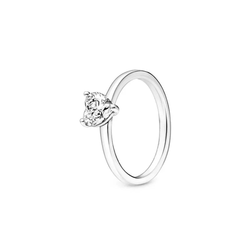 925 Sterling Silver Plated Sun Moon Sunflower Heart Rings For Women Original Flower Wedding Crystal Luxury Jewelry Accessories - Slobuy