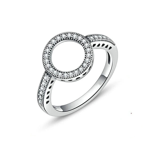 925 Sterling Silver Plated Sun Moon Sunflower Heart Rings For Women Original Flower Wedding Crystal Luxury Jewelry Accessories - Slobuy