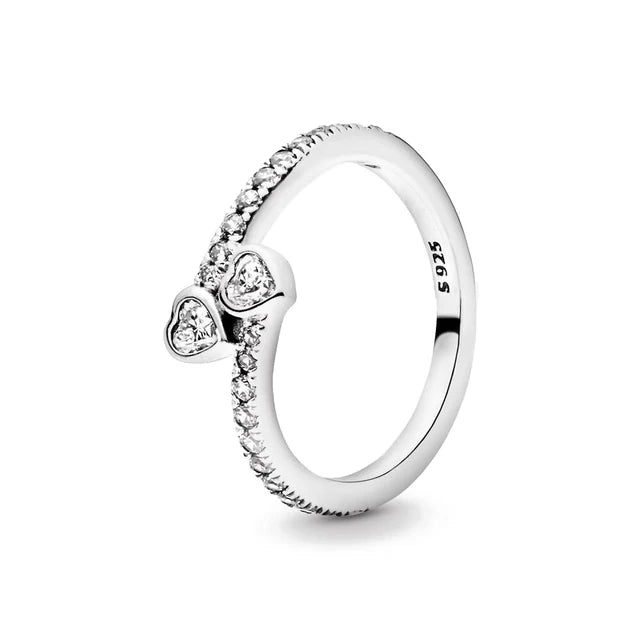 925 Sterling Silver Plated Sun Moon Sunflower Heart Rings For Women Original Flower Wedding Crystal Luxury Jewelry Accessories - Slobuy