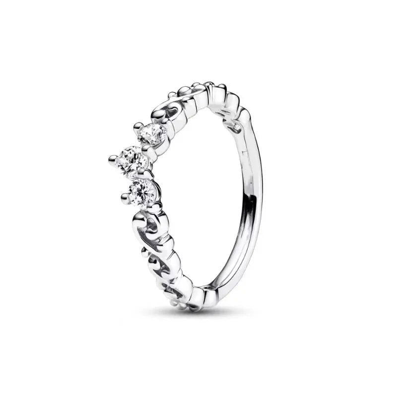 925 Sterling Silver Plated Sun Moon Sunflower Heart Rings For Women Original Flower Wedding Crystal Luxury Jewelry Accessories - Slobuy