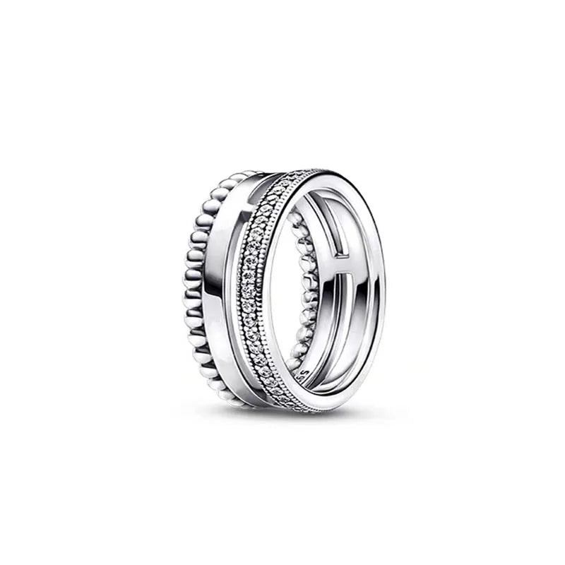 925 Sterling Silver Plated Sun Moon Sunflower Heart Rings For Women Original Flower Wedding Crystal Luxury Jewelry Accessories - Slobuy