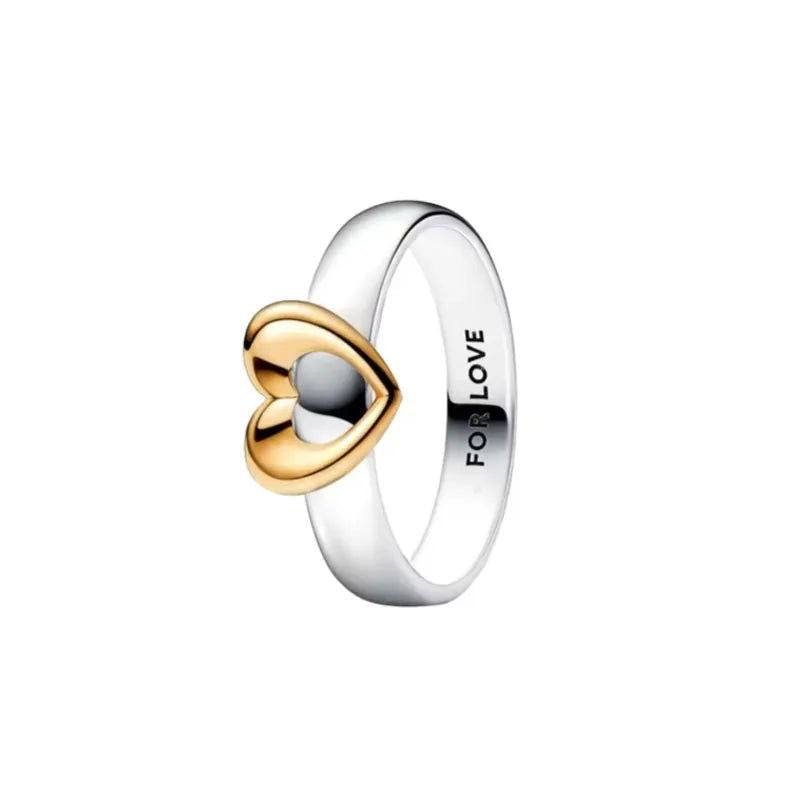 925 Sterling Silver Plated Sun Moon Sunflower Heart Rings For Women Original Flower Wedding Crystal Luxury Jewelry Accessories - Slobuy