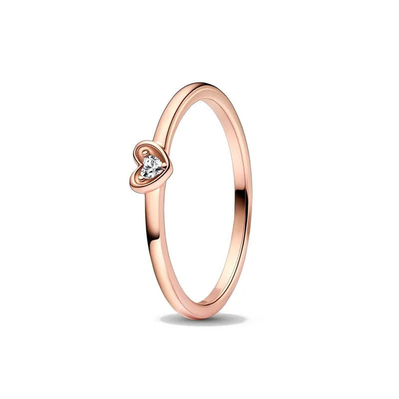 925 Sterling Silver Plated Sun Moon Sunflower Heart Rings For Women Original Flower Wedding Crystal Luxury Jewelry Accessories - Slobuy