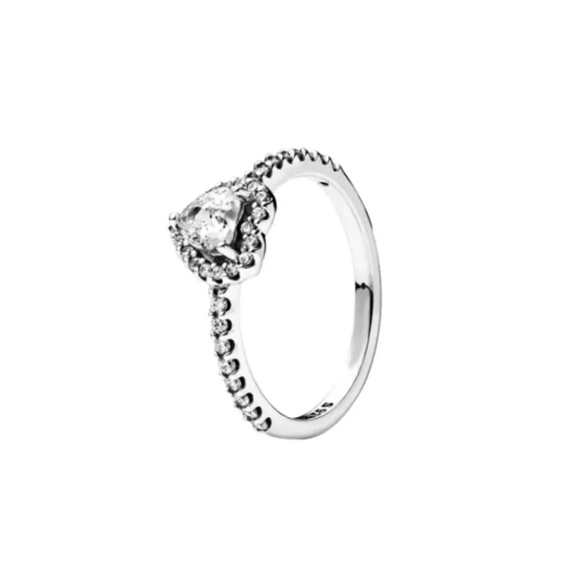 925 Sterling Silver Plated Sun Moon Sunflower Heart Rings For Women Original Flower Wedding Crystal Luxury Jewelry Accessories - Slobuy