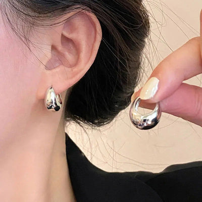 925 Sterling Silver Vintage Gold Round Earrings For Women Trendy Earring Jewelry Prevent Allergy Party Accessories Gift - Slobuy