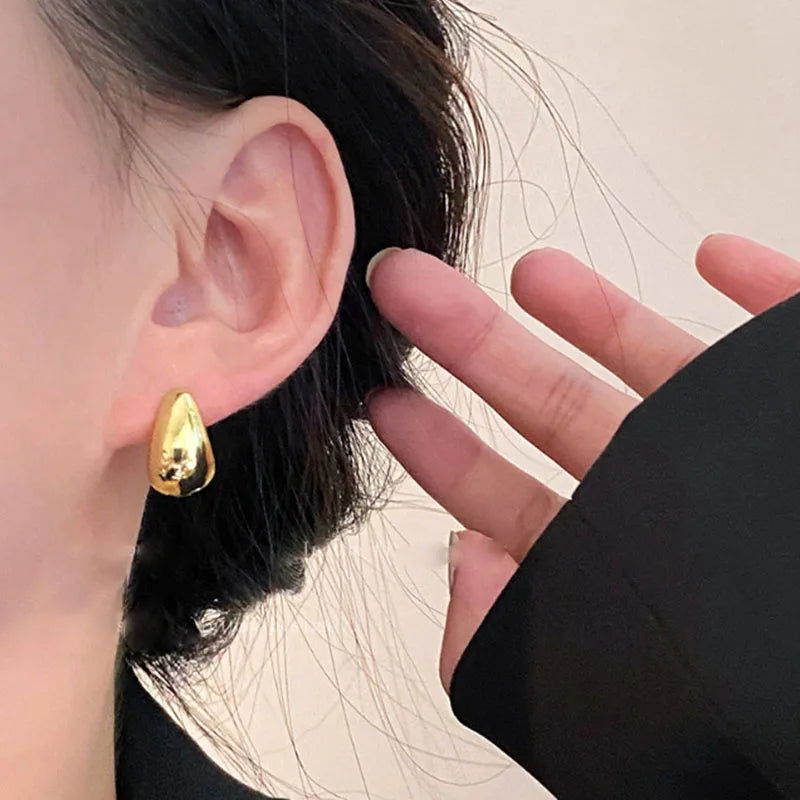 925 Sterling Silver Vintage Gold Round Earrings For Women Trendy Earring Jewelry Prevent Allergy Party Accessories Gift - Slobuy