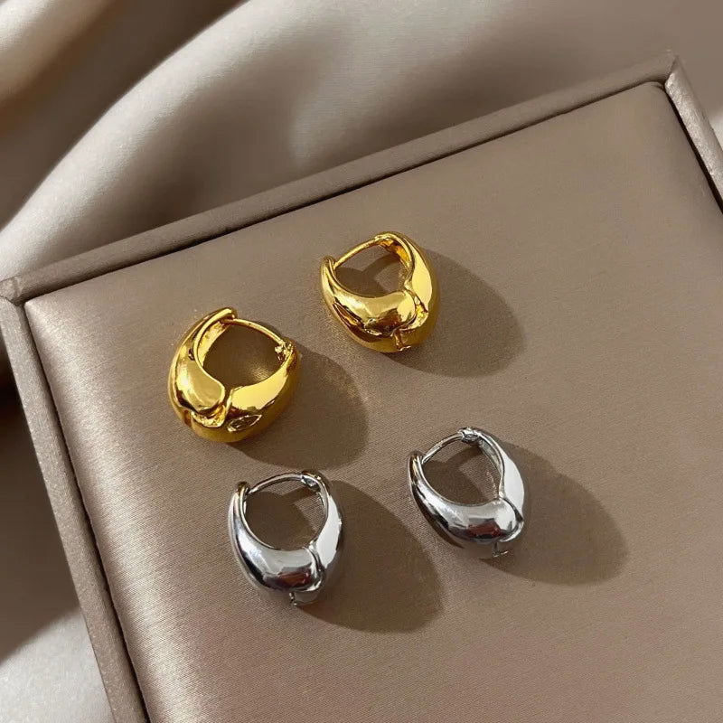 925 Sterling Silver Vintage Gold Round Earrings For Women Trendy Earring Jewelry Prevent Allergy Party Accessories Gift - Slobuy