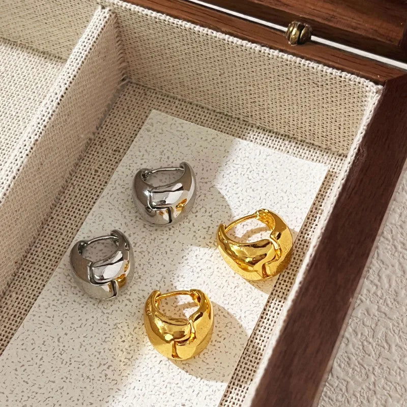 925 Sterling Silver Vintage Gold Round Earrings For Women Trendy Earring Jewelry Prevent Allergy Party Accessories Gift - Slobuy