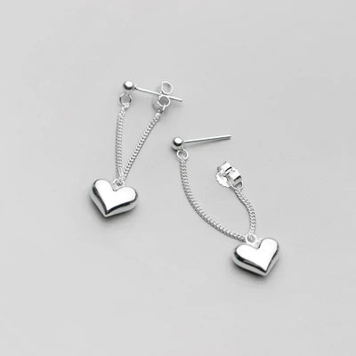 925 Sterling Silver  Earrings For Women Heart Chain Earring Jewelry Prevent Allergy Party Accessories Gift Heart Earrings - Slobuy