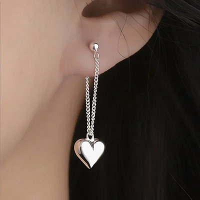925 Sterling Silver  Earrings For Women Heart Chain Earring Jewelry Prevent Allergy Party Accessories Gift Heart Earrings - Slobuy