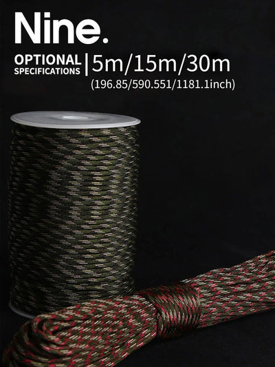 9 Cores 550 Paracord Cord 5 15 30 M Dia.4mm For Outdoor Camping Survival Lanyard Parachute Rope Hiking Tent Accessories - Slobuy