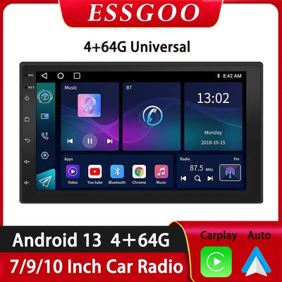 ESSGOO Car Radio Wireless Carplay Android Auto 2 Din 7"/9" GPS Navigator MP5 Player Glass Screen  Wi-Fi FM BT Car Stereo - Slobuy